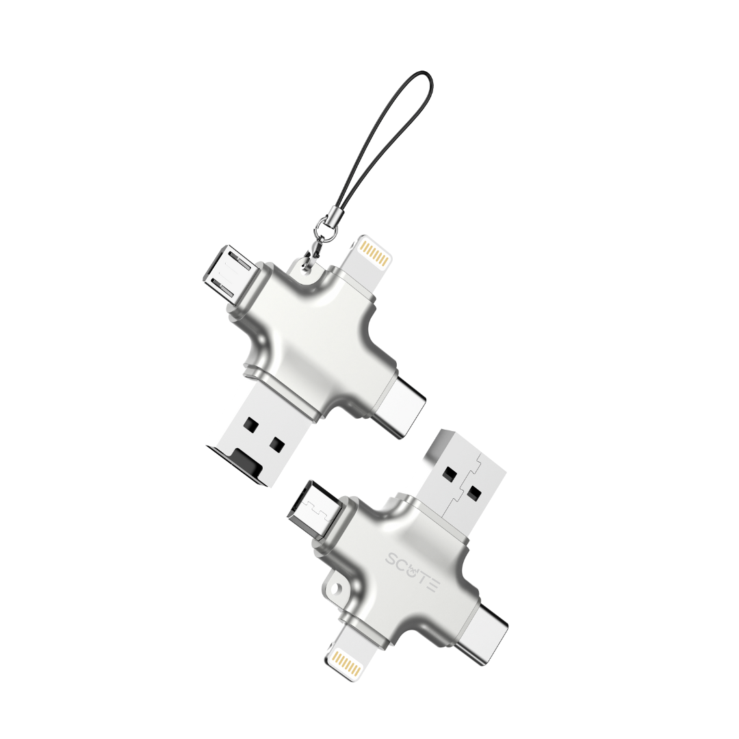 Scute Card Reader 4 in 1 USB-A+USB-C+Lightning+Micro USB