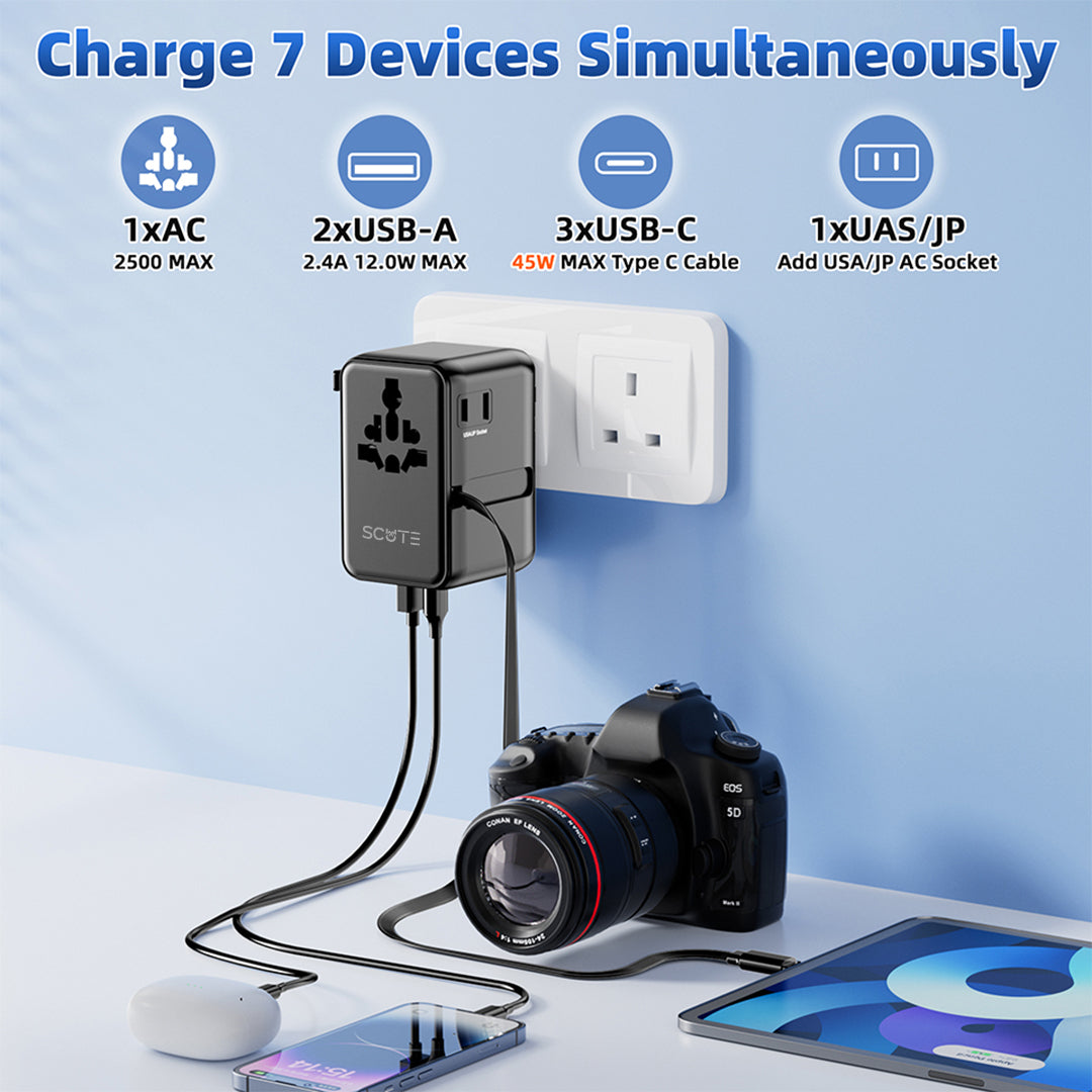 Scute STA11 World Travel Adapter 45W With Cable