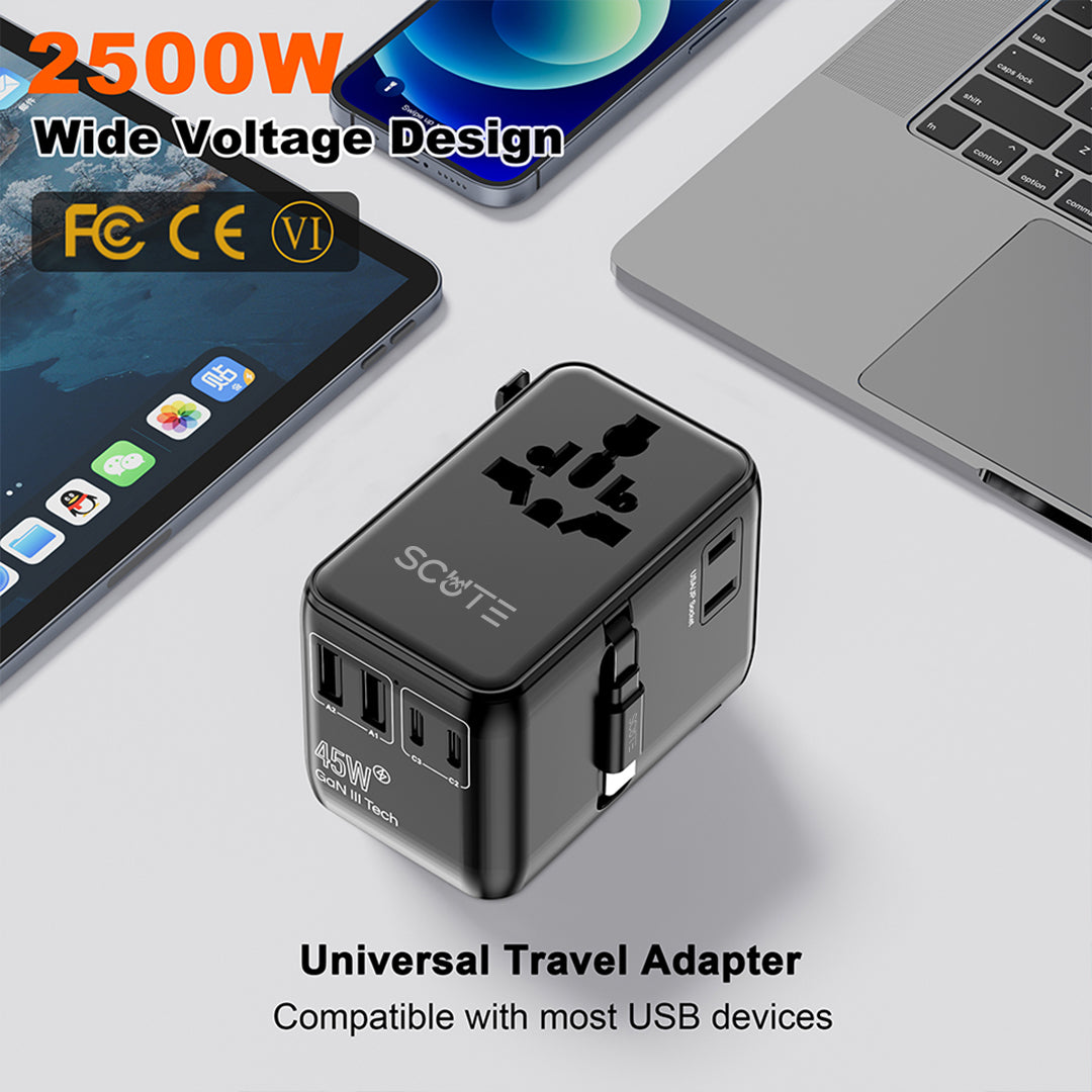 Scute STA11 World Travel Adapter 45W With Cable