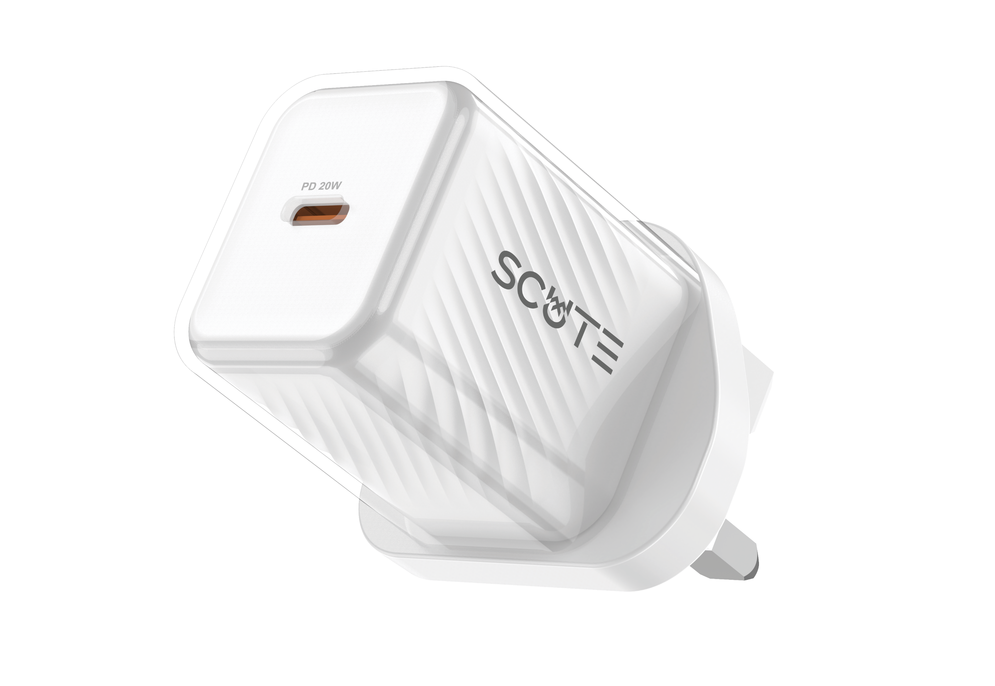 Scute AD10 20W GaN Type-C PD Fast Charger – Transparent (iPhone & Android)