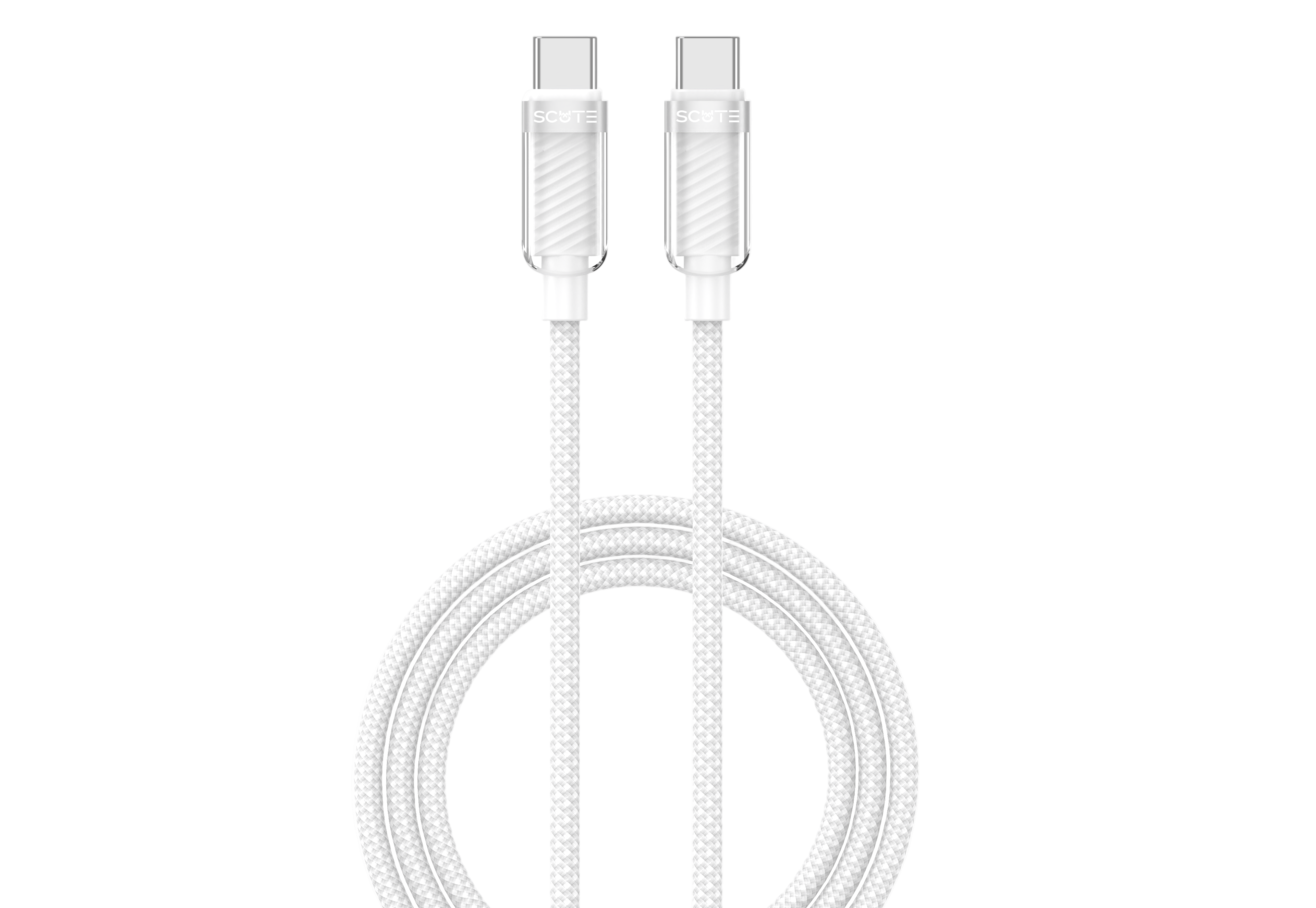 Scute CB10 Type-C to Type-C Fast Charging Cable – Transparent (iPhone & Android)